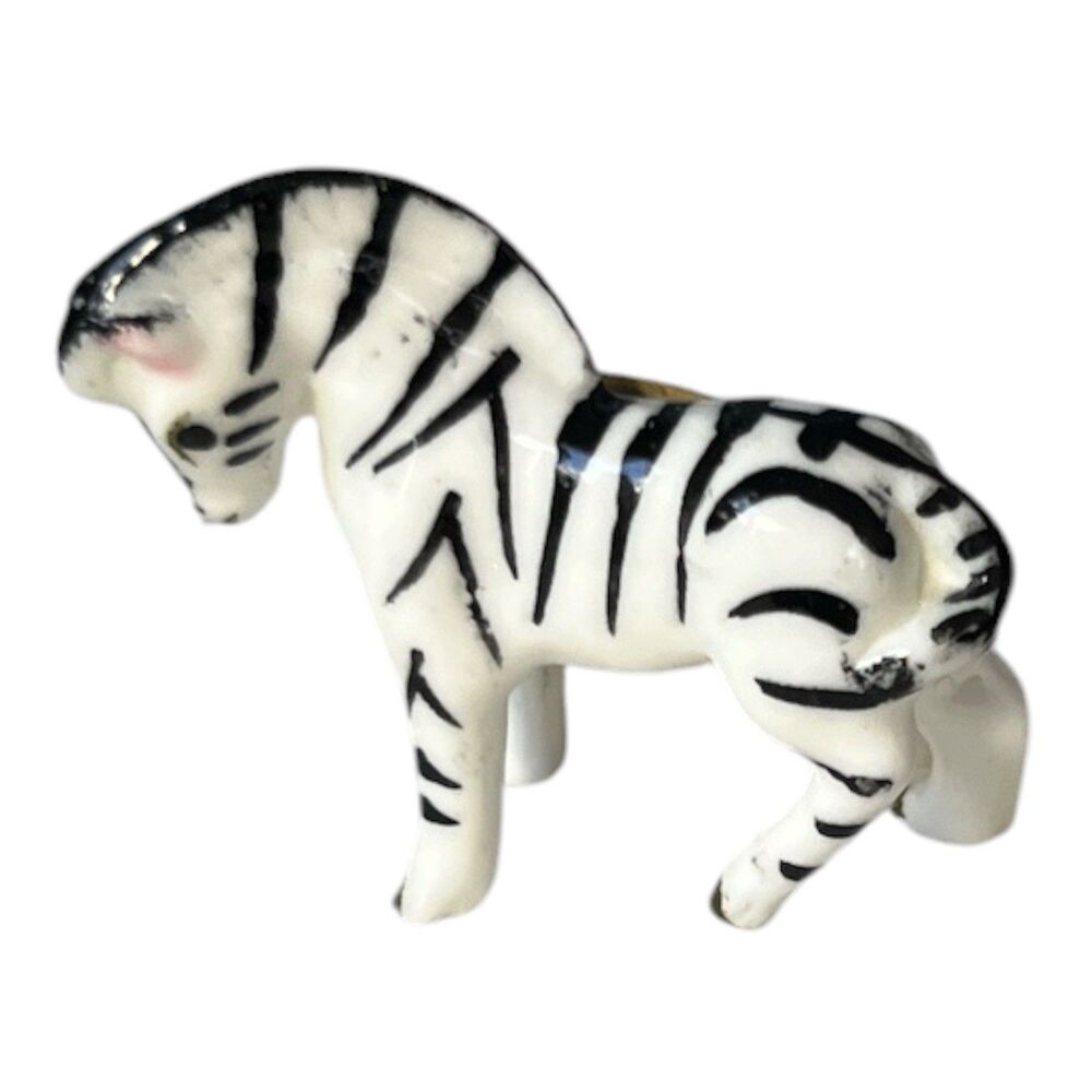 Bug House Zebra Porcelain Miniature Figurine 1 inch